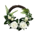 thumbnail image 1 of Rustic Rattan Wreath with Dried Flowers, Boho Wall Hanging Decor for Entryway, Natural Textured Ornament, Farmhouse Home Decor, Flower Wreath *1 Piece, 1 of 7