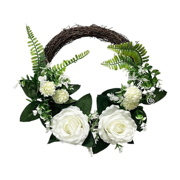 Rustic Rattan Wreath with Dried Flowers, Boho Wall Hanging Decor for Entryway, Natural Textured Ornament, Farmhouse Home Decor, Flower Wreath *1 Piece