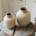 thumbnail image 1 of Rustic Reach 6.3” Handmade Textured White Porcelain Ceramic Jar Vase, 1 of 11