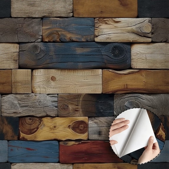 Rustic Reclaimed Wood Plank Wallpaper Vintage Farmhouse Self Adhesive Removable Waterproof Home Decor for Living Room Bedroom Kitchen Cabinet Drawer Dorm Room 17.7 * 118 in