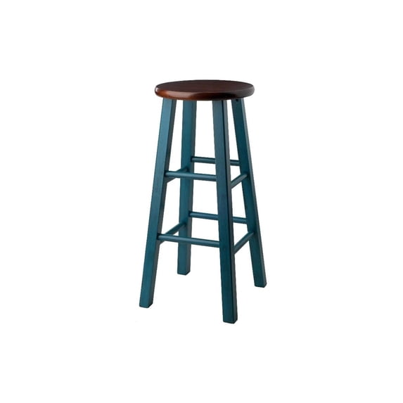 Rustic Recluse 29" Bar Stool Rustic Teal w/ Walnut Seat