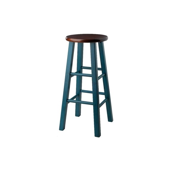 Rustic Recluse 29" Bar Stool Rustic Teal w/ Walnut Seat