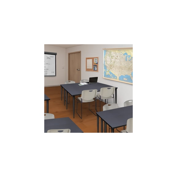 Rustic Recluse 42" x 24" Training Seminar Table with Grey Top and Black Tapered Steel Legs Durable Lightweight Design with Scratch Resistant Laminate