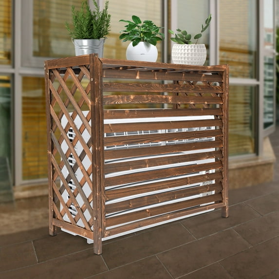 Rustic Rectangular Air Conditioner Fence Screen Ac Covers For Outside To Hide Air Conditioner for Trash Cans
