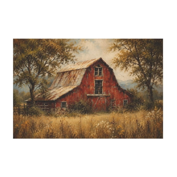Rustic Red Barn Countryside Landscape Canvas Wall Art For Living Room Bedroom 16x24in