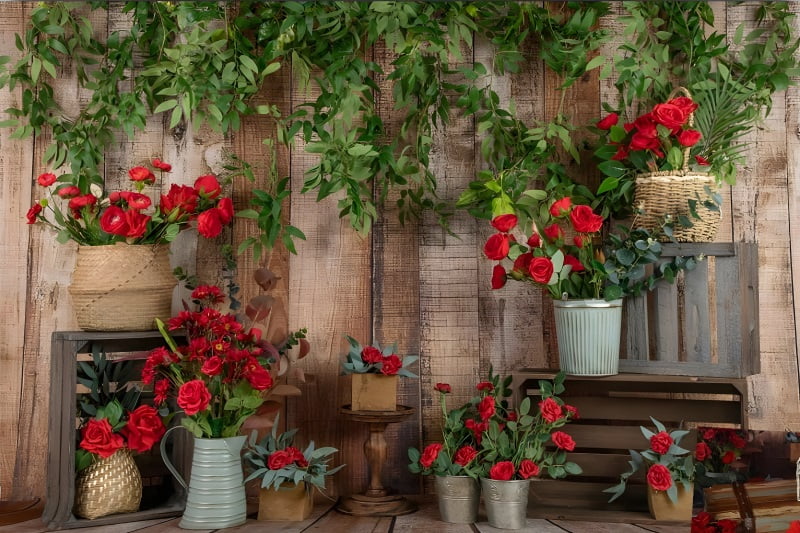 Rustic Red Brick Wall Rose Romantic Love Heart Wreath Background ...