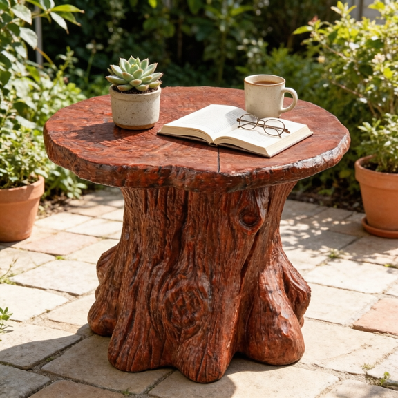 Rustic Red Color Plancon Style Side Table, Small Side Table Living Room, Couch Side Table, End Table, Small End Table, Living Room End Table, Couch, Nightstand Handmade of Resin