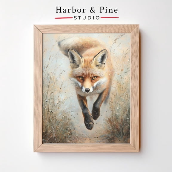 Rustic Red Fox Moody Woodland Wall Art Realistic Animal, Unframed Paper Poster 8x10in