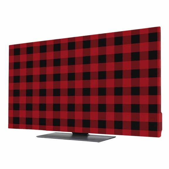 Rustic Red TV Dust Cover 24 Inch, and Black Buffalo Plaid Computer Monitor Cover Dustproof Stretchable Indoor TV Screen Protector for LED LCD Universal Monitors