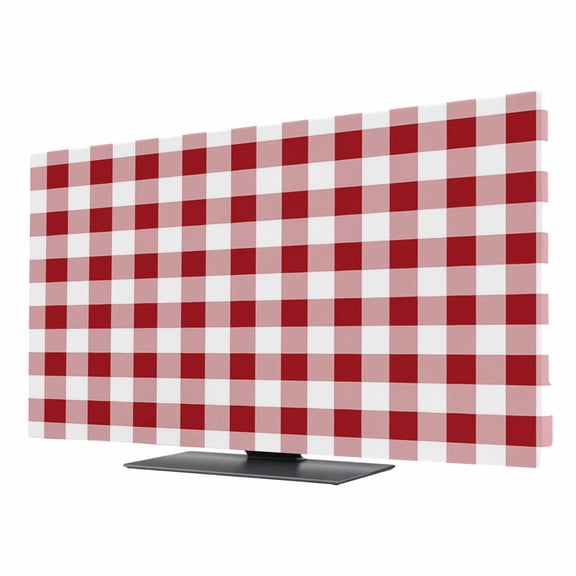 Rustic Red TV Dust Cover 24 Inch, and White Buffalo Plaid Computer Monitor Cover Dustproof Stretchable Indoor TV Screen Protector for LED LCD Universal Monitors