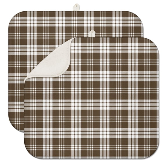 Rustic Red and Black Plaid Dish Drying Mat – Traditional Checkered Design, Cozy Kitchen Accessory