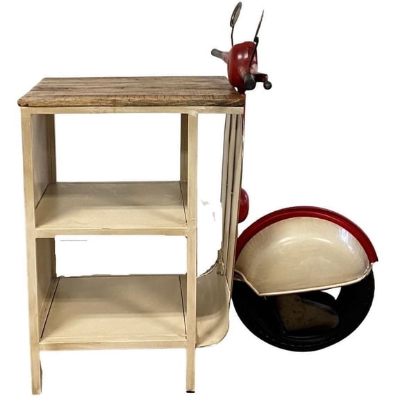 Rustic Red and Vanilla Scooter Cabinet