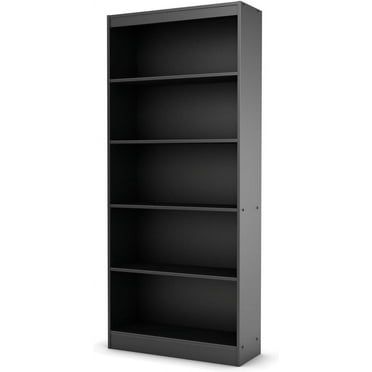 Rustic Refinement 5-Tiered Trapezoid Barrister Shelf Adjustable Floor Mount Bookcase - 11.5" D x 28" W x 68.75" H Pure Black