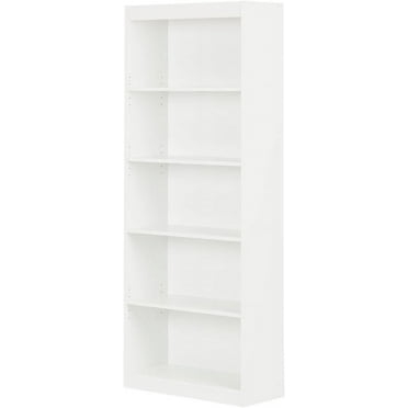 Rustic Refinement 5-Tiered Trapezoid Barrister Shelf Adjustable Floor Mount Bookcase - 11.5" D x 28" W x 68.75" H Pure White