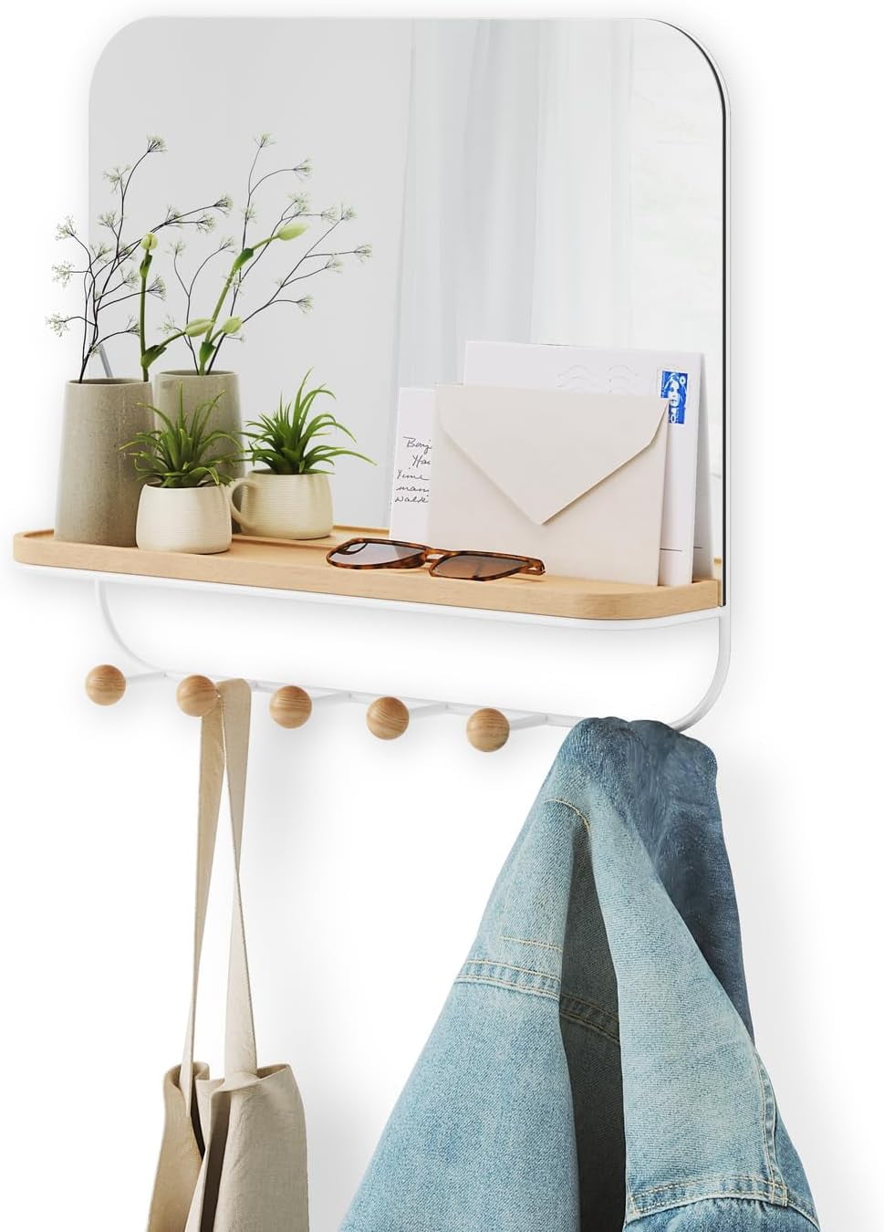 Black entryway mirror with hooks shop