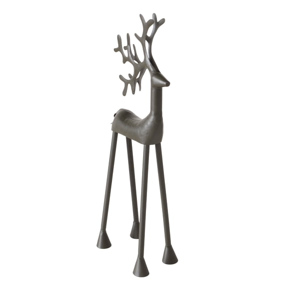 Rustic Reindeer Figurine, Handmade, Iron, Black Finish, 14.75 Inches