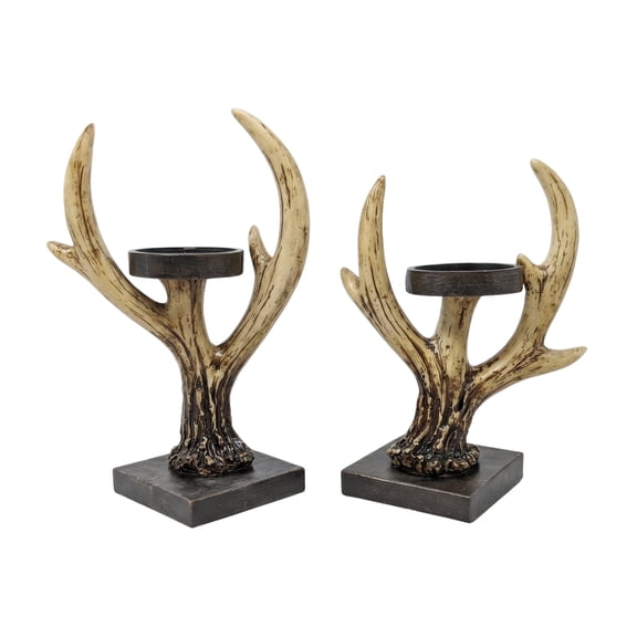 BestGiftEver Resin Antler Candle Holder Set of 2