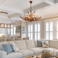 thumbnail image 1 of Rustic Resin Antler Chandelier, 6-Light Farmhouse Ceiling Light with Adjustable Chain, E12 Candle Style Hanging Chandelier for Living Room, Dining Room, Bedroom, Cabin & Lodge Decor, 1 of 15