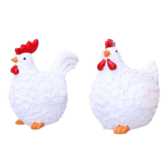 Rustic Resin Farm Animal Figurines, Rooster Chicken Statues Sculpture Set for Farmhouse Decor, Miniature Table Art for Desktop Bookshelf Decorations, Festival Home Decor 2.36/2.76 Inches