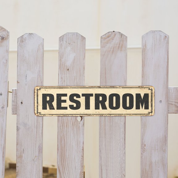 Rustic Restroom Metal Tin Sign For Bathroom Home Decor 4x16 Inch