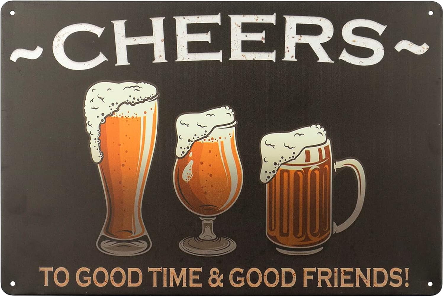Targa in metallo vintage da 1 pezzo con scrta 'Cheers to Good Times