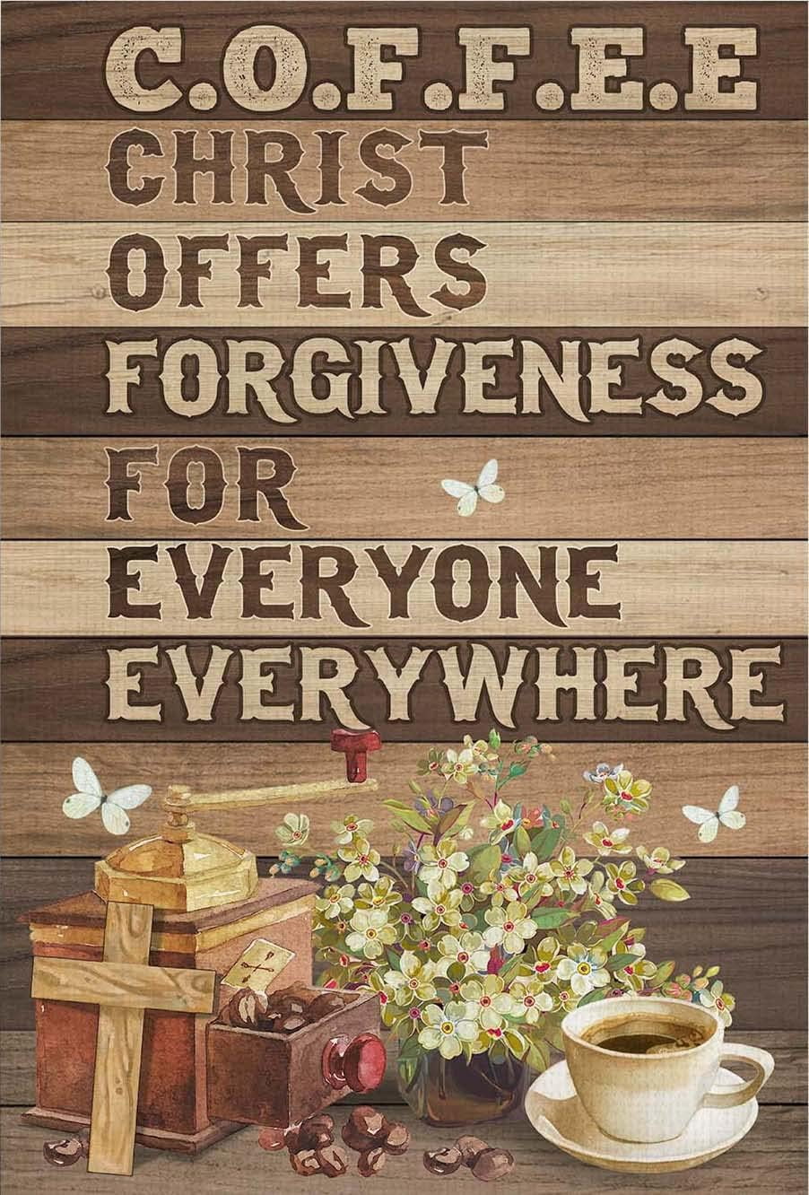 Coffee Hits The Spot Tin Sign - Rustic Farmhouse Kitchen Decor, 4x11 Inch