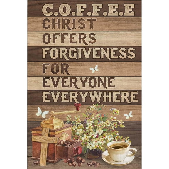 Rustic Retro Metal Tin Sign Coffee Forgiveness Wall Plaque for Bathroom Restaurant Garage Bedroom Decor 8x12 Inches