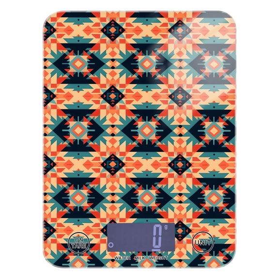 Rustic Retro Pattern Food Scale Digital Kitchen Scale Waterproof Tempered Glass Tare Function 11 lb for Baking Cooking Meal Prep