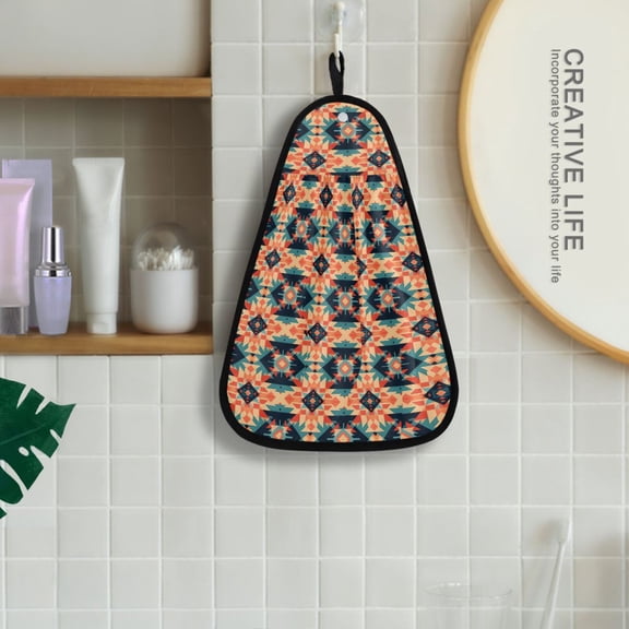 Rustic Retro Pattern Hanging Towel Kitchen Hand Towel Bathroom Absorbent Towel Machine Washable Quick Dry Dishcloths