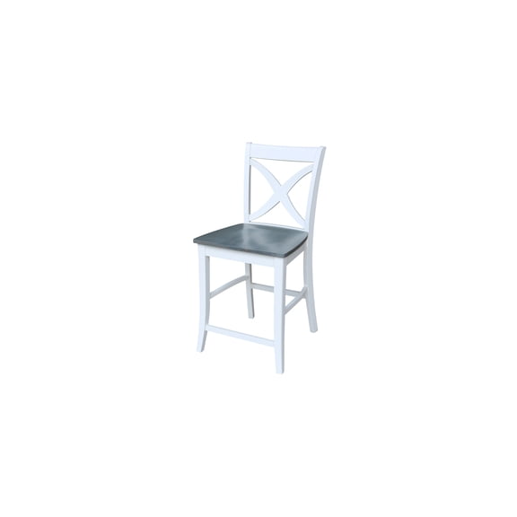 Rustic Revival Vineyard 24-In Counter Height Stool - 19.69-In x 21.26-In x 40.75-In, Solid Hardwood Build, Ladder Back Design, 225 Lbs Capacity
