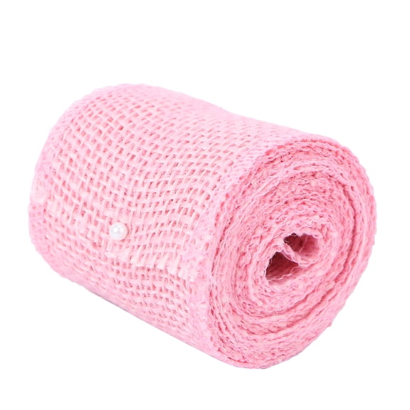 BESTOYARD Eco Friendly Jute Burlap Ribbon in Pink for DIY Wedding and Festive Decorations