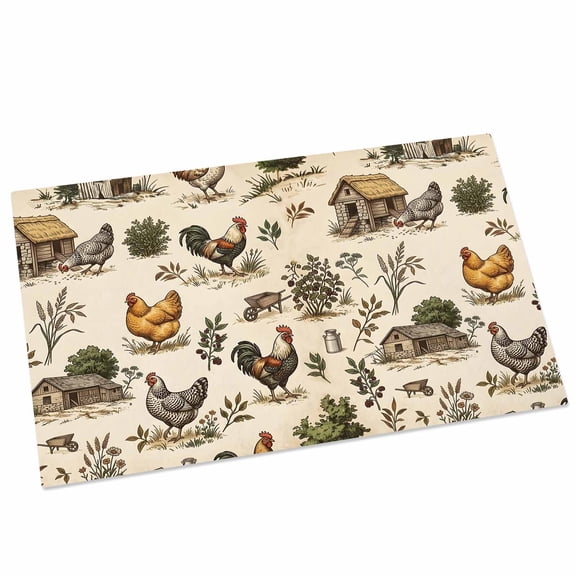 Rustic Roosters Door Mat 16x24 Inch Farmhouse Hen Nests Country Beige Entryway Rug with Non-Slip Rubber, Front Door Mat Indoor Floor Mats for Living Room Bathroom Bedroom Home Office