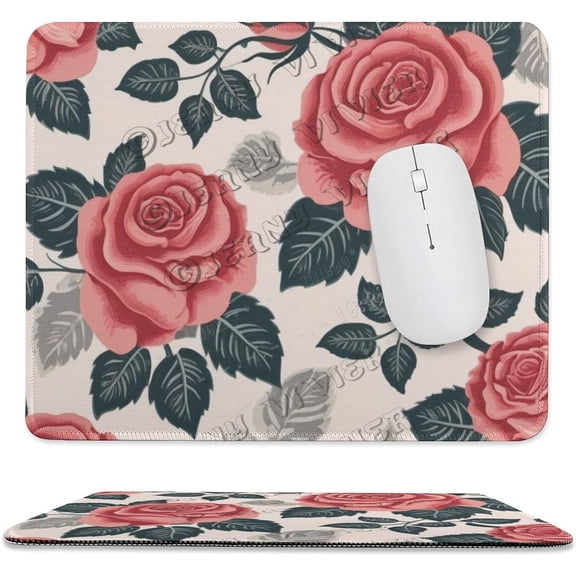 Rustic Rose Mouse Pad, Non-Slip Rubber Mousepad Gaming Mouse Pad for Home, Office Working Laptop Studying Wireless Mouse Keyboard Tray Travel 9.8"x11.8"