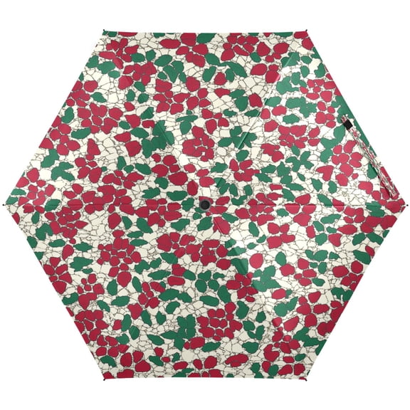 Rustic Rose Pattern Umbrellas for Sun Auto Open Close UV50+ Waterproof 5-Fold Compact Fiberglass Frame