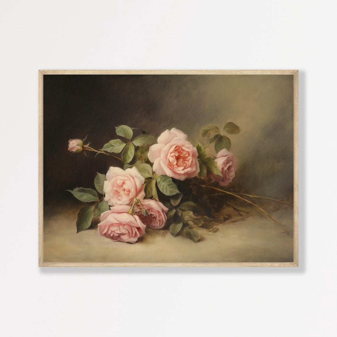 Live Art Roses Rustic Rose Vintage Floral Still Life Wall Art Print, Botanical Bedroom ...