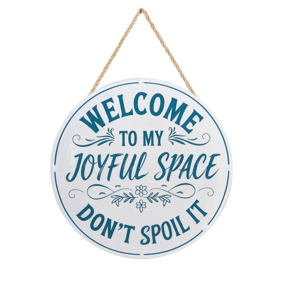 Rustic Round Hanging Welcome Sign for Front Door, Farmhouse Garden Porch Decor Wooden Wall Plaque