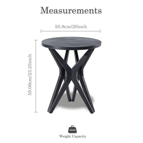 Rustic Round Pedestal End Table with Weathered Finish Top and Three-Legged Base for Modern Farmhouse and Bohemian Style Home Decor