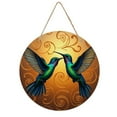 thumbnail image 1 of Rustic Round Wooden Wall Art Sign, 8" Decorative Home Decor, Vintage Hummingbird Designs, Easy Hang, Gift-Ready for Christmas Living Room Bedroom Kitchen Office, 1 of 8