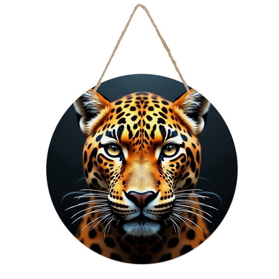 Rustic Round Wooden Wall Art Sign, 8" Decorative Home Decor, Vintage Leopard Designs, Easy Hang, Gift-Ready for Christmas Living Room Bedroom Kitchen Office