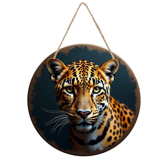 Rustic Round Wooden Wall Art Sign, 8" Decorative Home Decor, Vintage Vintage Leopard Designs, Easy Hang, Gift-Ready for Christmas Living Room Bedroom Kitchen Office