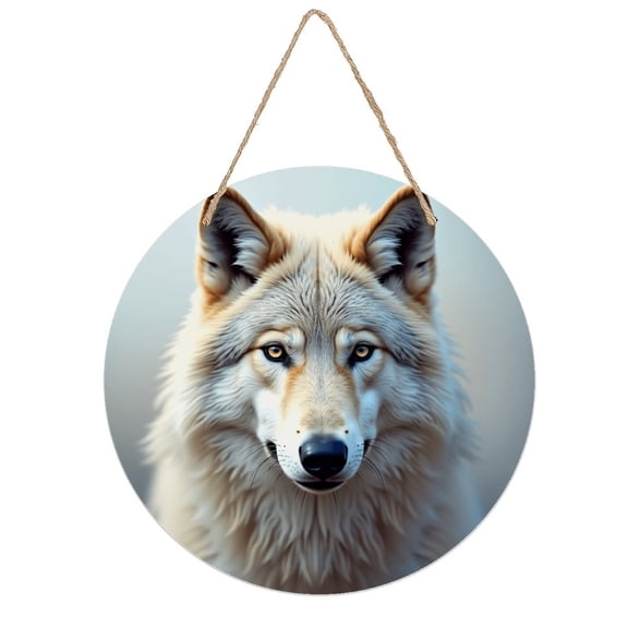 Rustic Round Wooden Wall Art Sign, 8" Decorative Home Decor, Vintage Wolf Face Designs, Easy Hang, Gift-Ready for Christmas Living Room Bedroom Kitchen Office