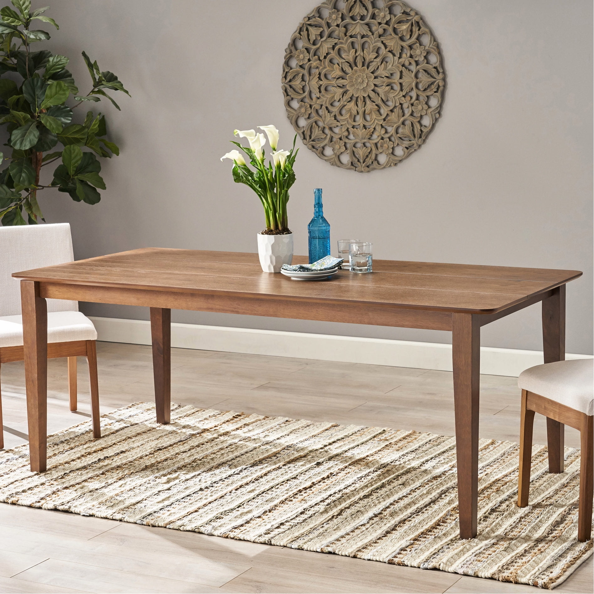 Rustic Rubberwood Square Leg Dining Table for Home Adds Natural Charm ...