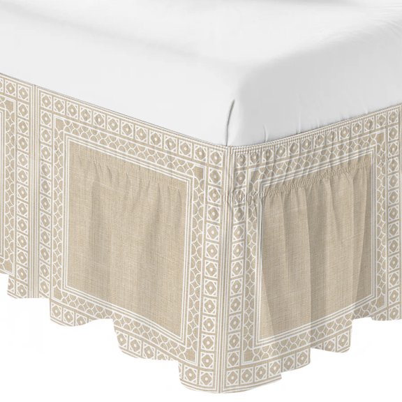 Rustic Ruffle Bed Skirt Queen Size Boho Diamond Pattern Border Southwestern Adjustable Elastic Dust Bed Skirts Wrap Around Bedskirt Wrinkle Free Easy Fit with 18 Inch Drop