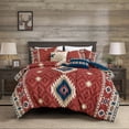 thumbnail image 1 of Rustic Rust Red & Navy Comforter with Decorative Pillows - Southwestern Aztec Bedding Set Queen, 1 of 6