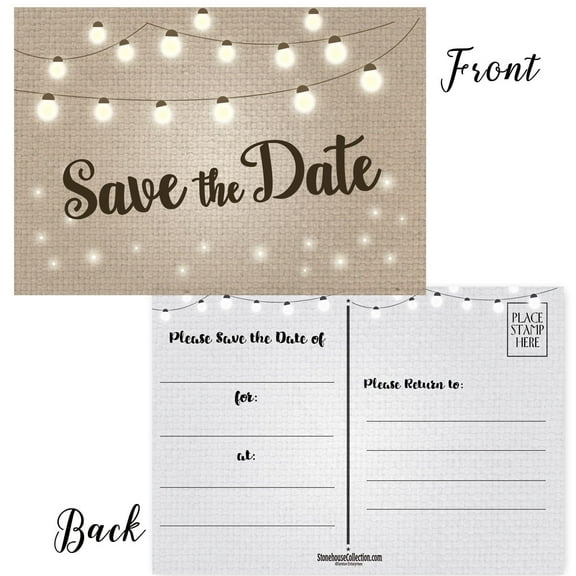 Rustic Save The Date Postcards - Set of 40 Postcards