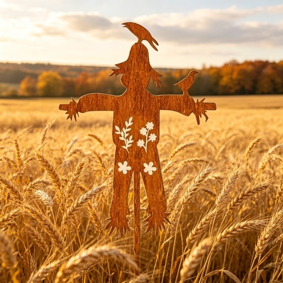 Rustic Scarecrow Garden Stake,Weathered Metal Silhouette Yard Decor Weather Resistant,Ideal for Fall,Harvest,Thanksgiving,Outdoor,Landscapes Decor