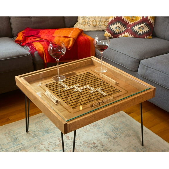 Rustic Scrabble Coffee Table with removable top - letter tiles included