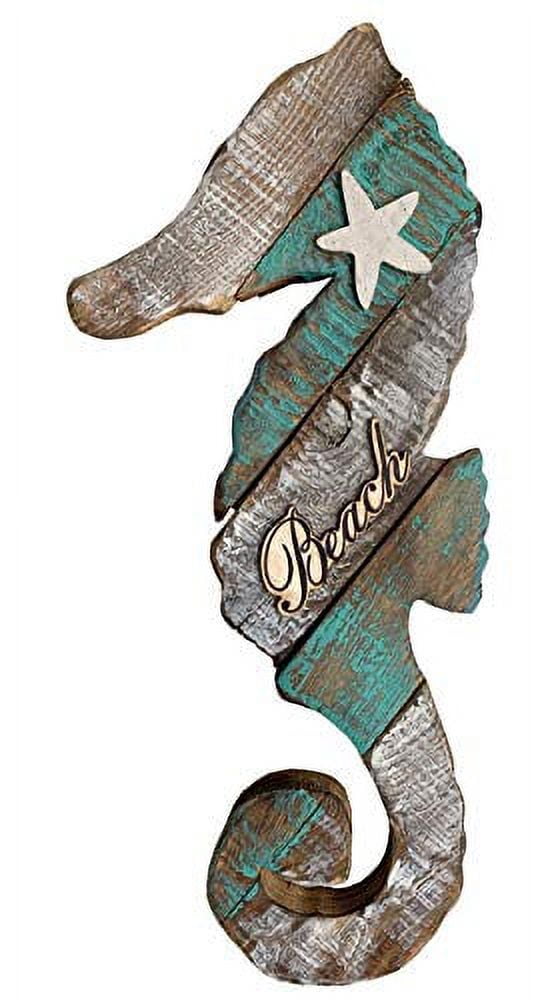 Rustic Seahorse Wall Decor,Wood Seahorse Wall Hanging Ornament Beach