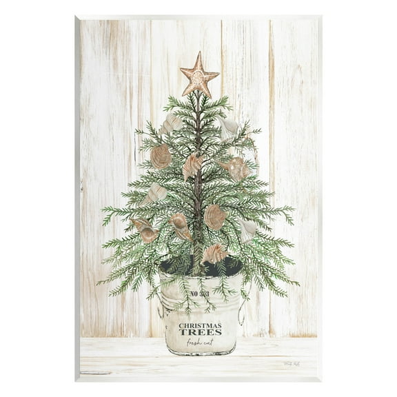 Rustic Seashell Christmas Tree Holiday Graphic Art Unframed Art Print Wall Art