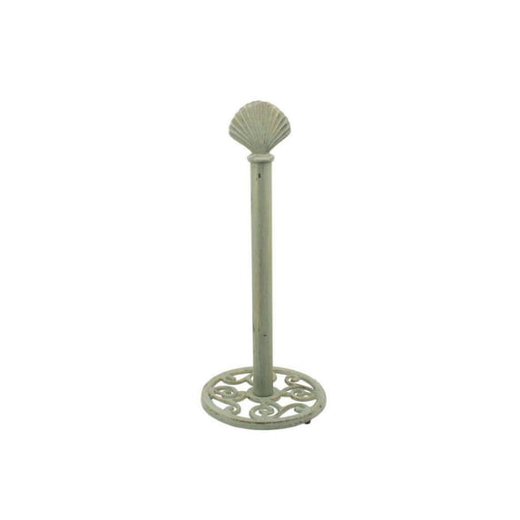 Rustic Seaworn Bronze Cast Iron Seashell Extra Toilet Paper Stand 16 in